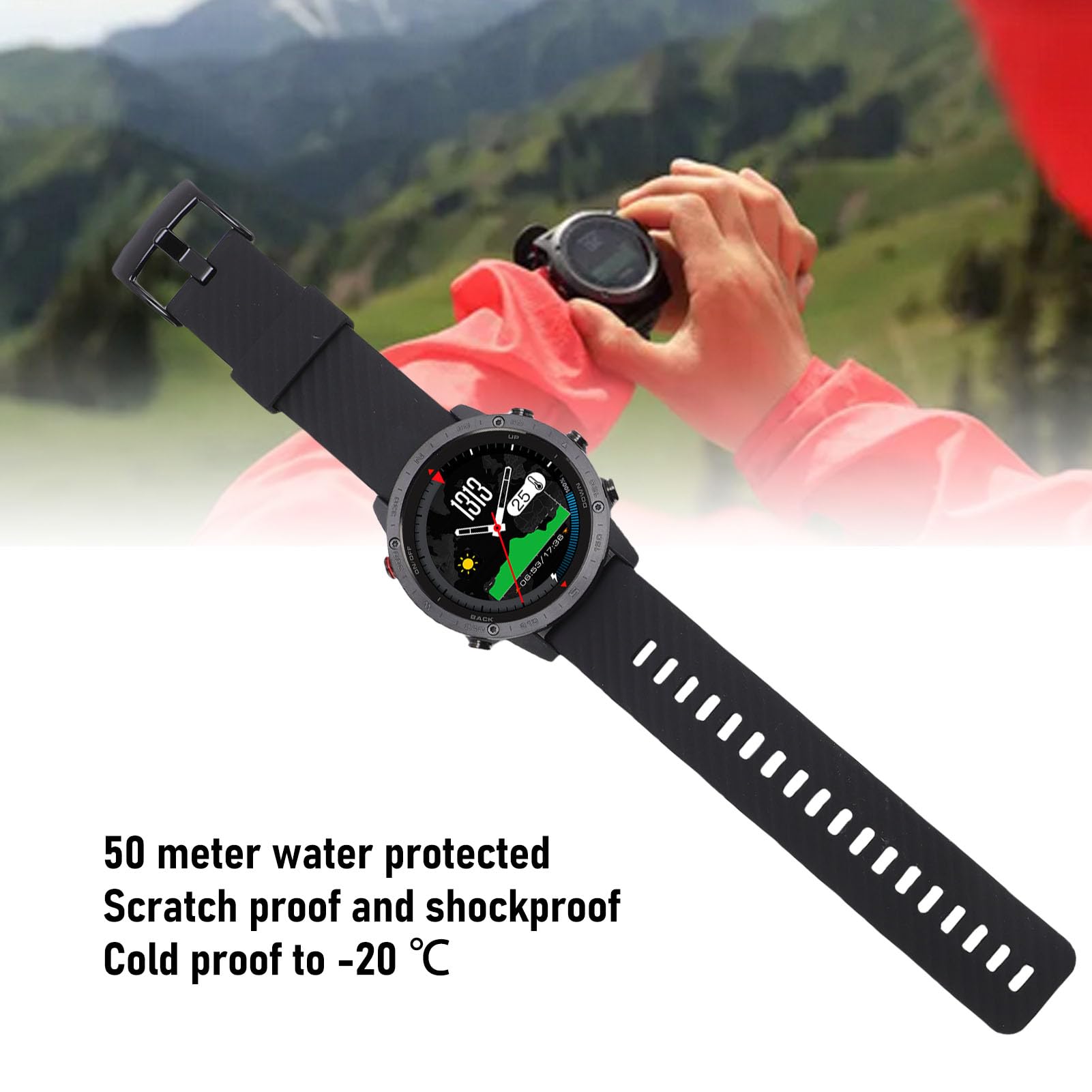 Smartwatch z Czujnikiem Głębokości, Wywołania Barometru i Powiadomienia Tekstowe Długie Baterie Sportowe Zegarek do Nurkowania, Pływania, Nurkowania