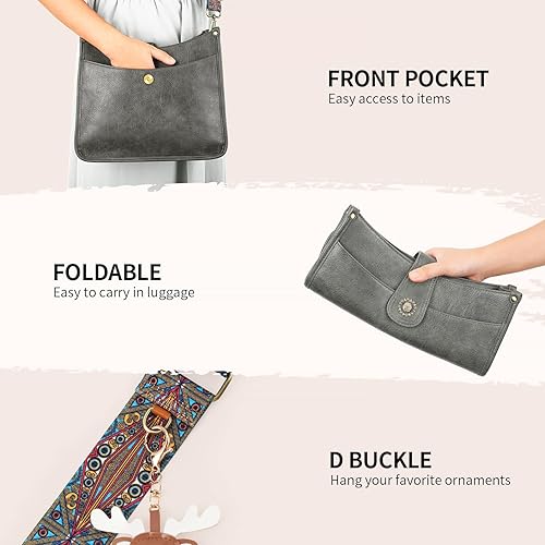 Vista 3 de APHISON Bolsos cruzados para mujer, a la moda, de cuero, estilo hobo, bolsos cruzados, bolso de hombro con 2 correas