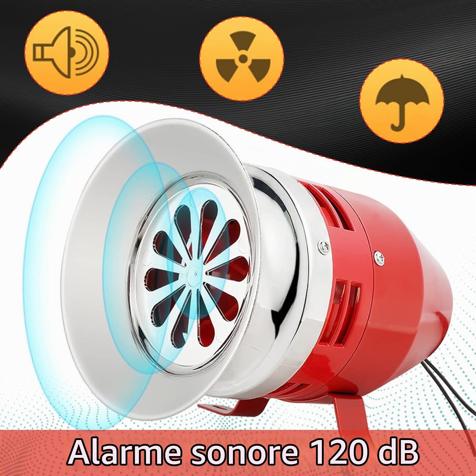 Sirène Alarme Extérieure, Sirène d'Alarme Industrielle 220V 40W 120dB Alarme Sonore Puissante pour Extérieur, Sécurité, Incendie et Environnements Bruyants