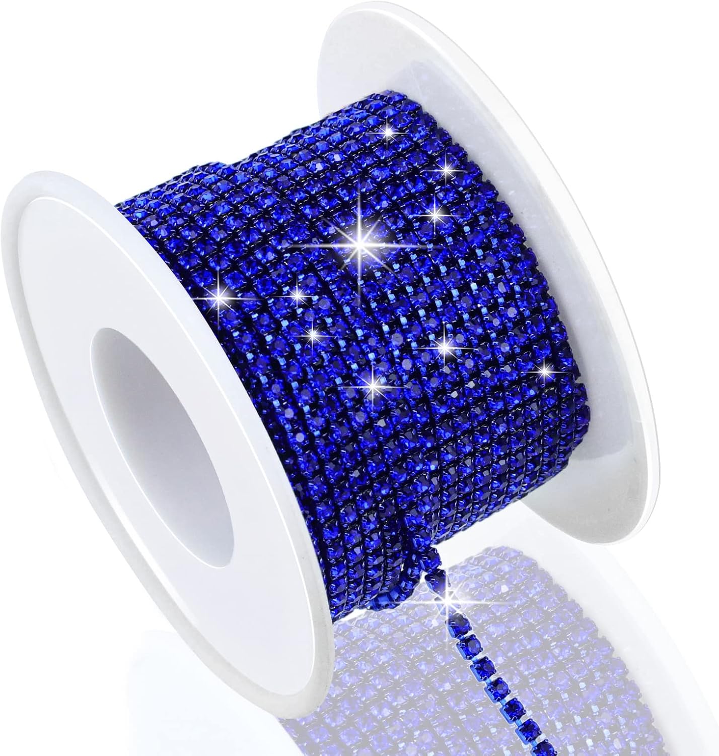 Dowarm 12 Yards 2MM Crystal Rhinestone Close Chain Trim, 12 Colors Rhinestone Chain for Sewing Crocs Shoes Clothes Cups, Craft Jewelry Wedding Bouquet DIY Decoration, SS6, 12 Colors
