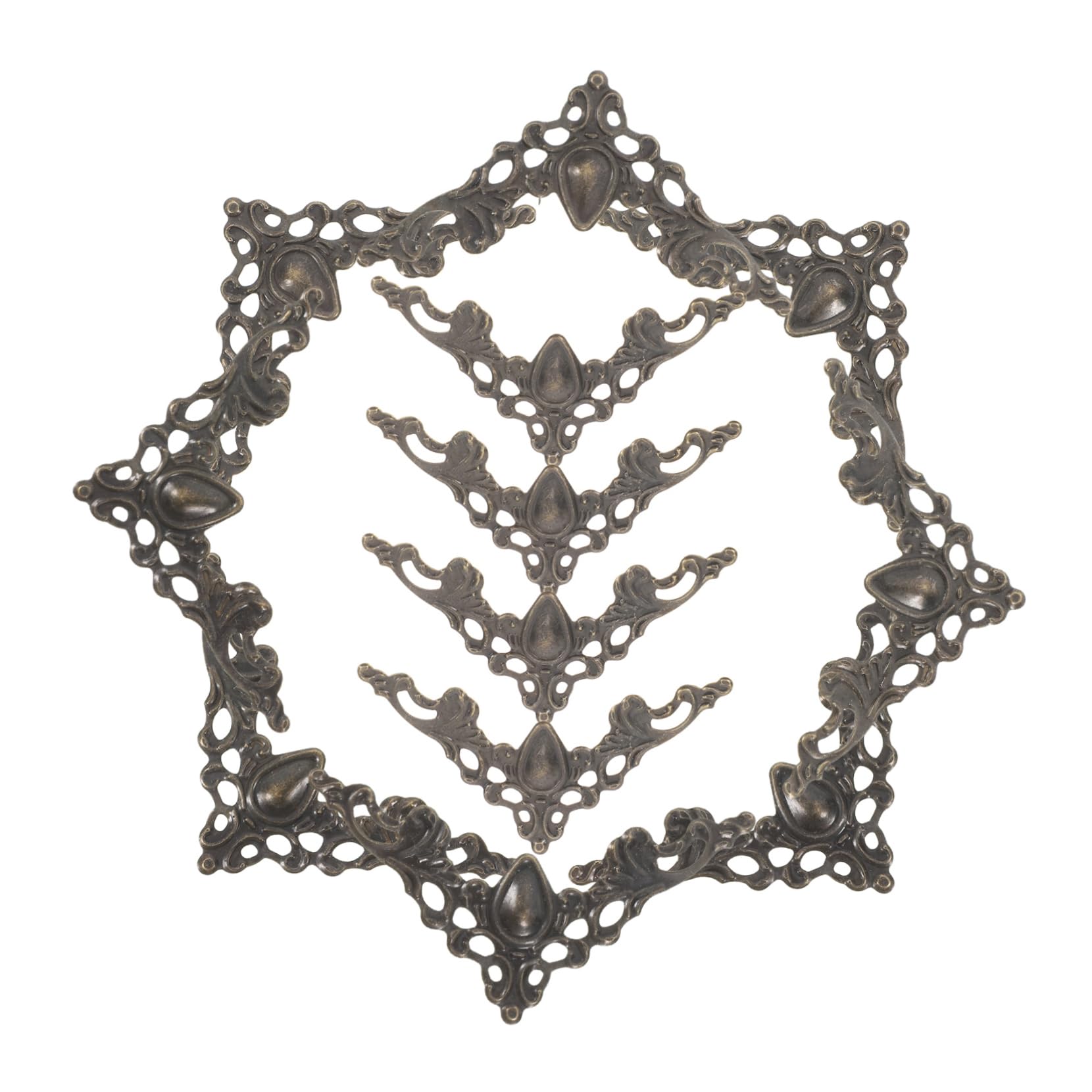 WOONEKY 12 Pack Iron Corner Guards Bronze Trim for Decorative Box Corners Furniture Edges Photo Frames
