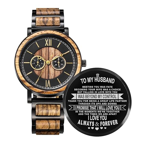 Kenon Custom Engraved Wooden Watches for Men Women Personalized Groomsmen