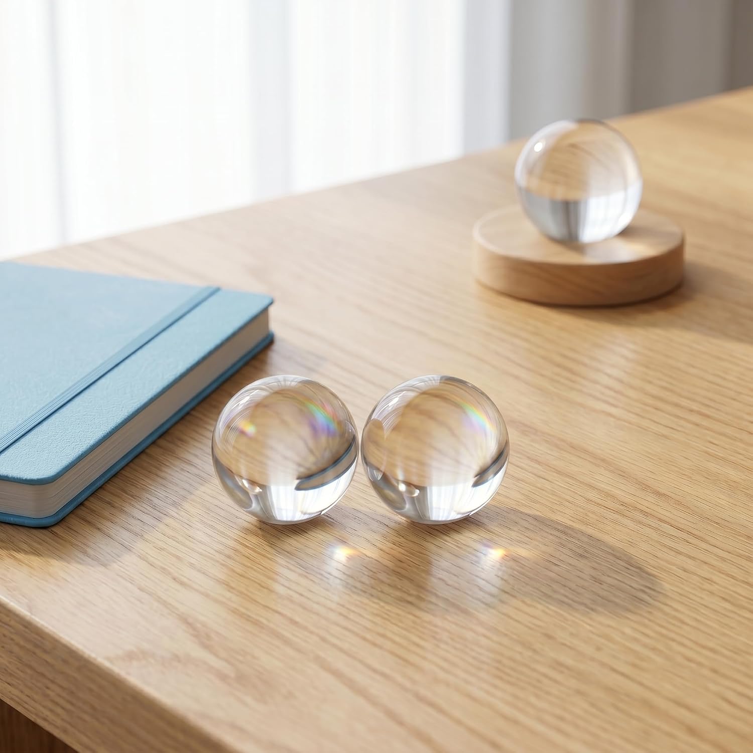 2PCS Clear K9 Crystal Ball for Photography & Home Decor–High-Transparency Glass Sphere with 360°Polished Finish–Professional Lens Ball for Creative Photo Meditation Feng Shui & Magic Props