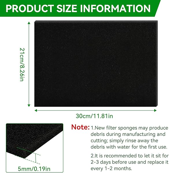 Filtermatte Luftfiltermatte Teichfilter Schwämme 30cm*21cm*5mm Universell zum Zuschneiden Luftfiltereinsatz für Scooter Motorrad Rasenmäher Luftreiniger Motorhacke Aquarien(30cm*21cm*5mm) - 2