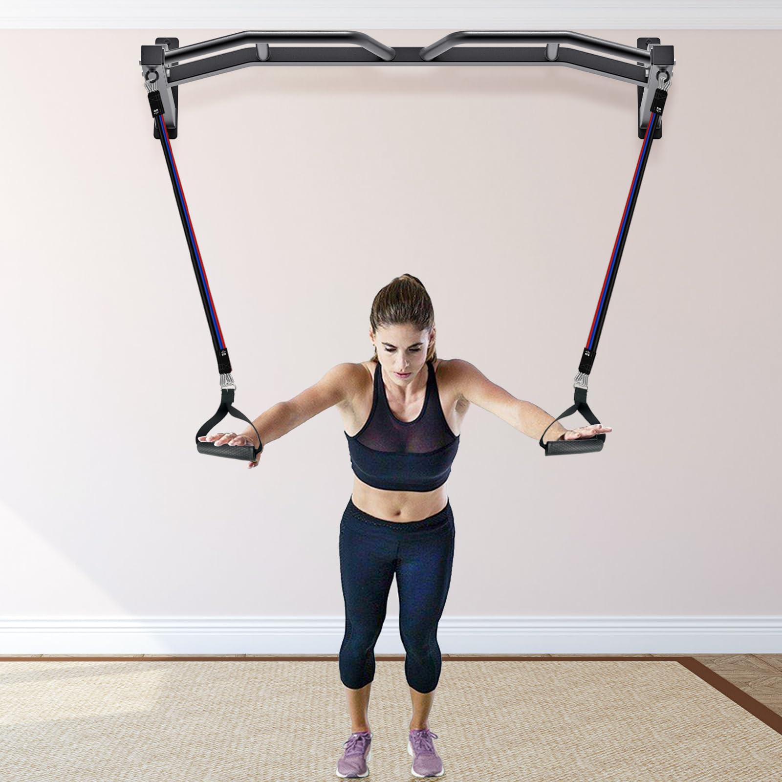 Kipika Klimmzugstange zur Wandmontage, Multi-Grip-Klimmzugstange, Heim-Fitness-Studio, Trainingsstange für Krafttraining, Körpertraining, Heim-Fitness-System