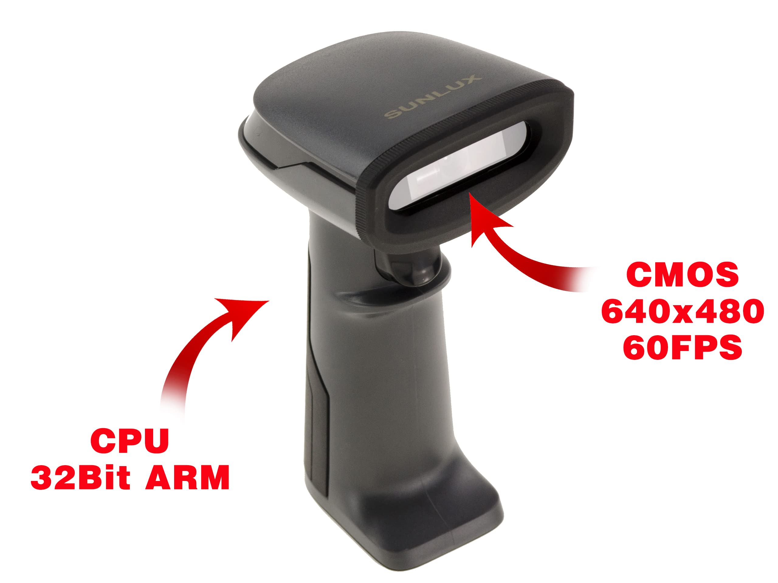 KALEA-INFORMATIQUE Douchette Scanner pour Codes à Barres Type EAN et Codes 2D Type QR Code. Liaison série COM RS232. Fournie avec Stand, flashage Automatique