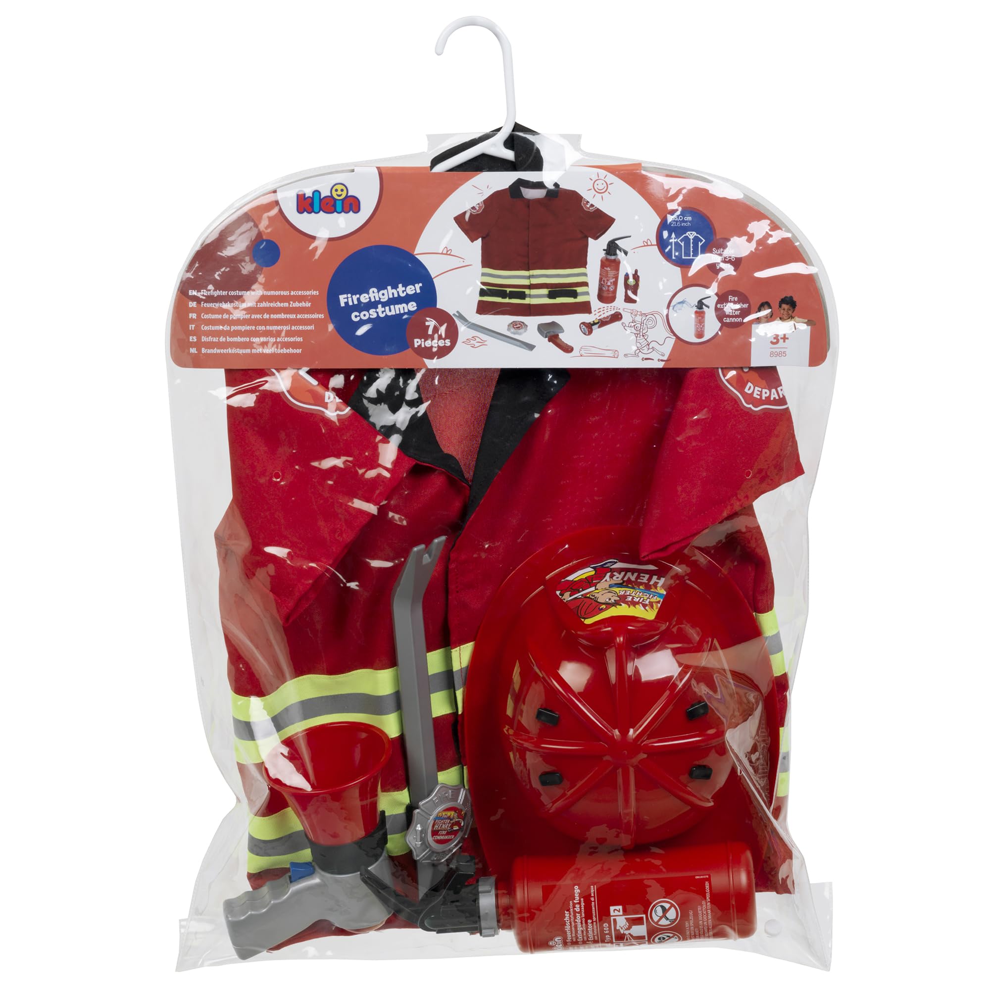 Hojalis 9Pcs Deguisement Pompier Enfant, Costume Pompier Enfant avec Pompier Jouet, Costume de Pompier pour Enfants, Deguisement Pompier5 Ans, Carnaval Noël et le Jeu de Rôle À la Maison