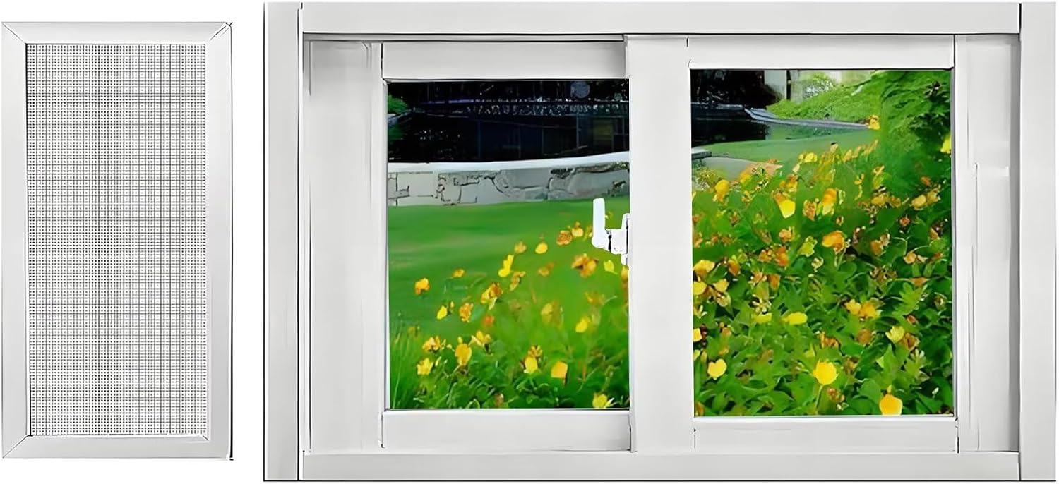 47x20in / 119x51cm Aluminum Window with Glass and Screen, Thermal Basement Slider Window, for Playhouse Garage Barns Flush Mount Household Storm Window White