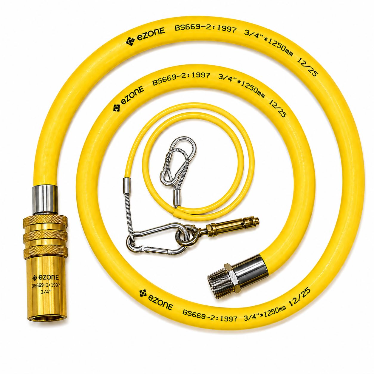 Commercial Catering Gas Hose Quick Release 3/4" x 1.25m Yellow BS669-2 Compliant