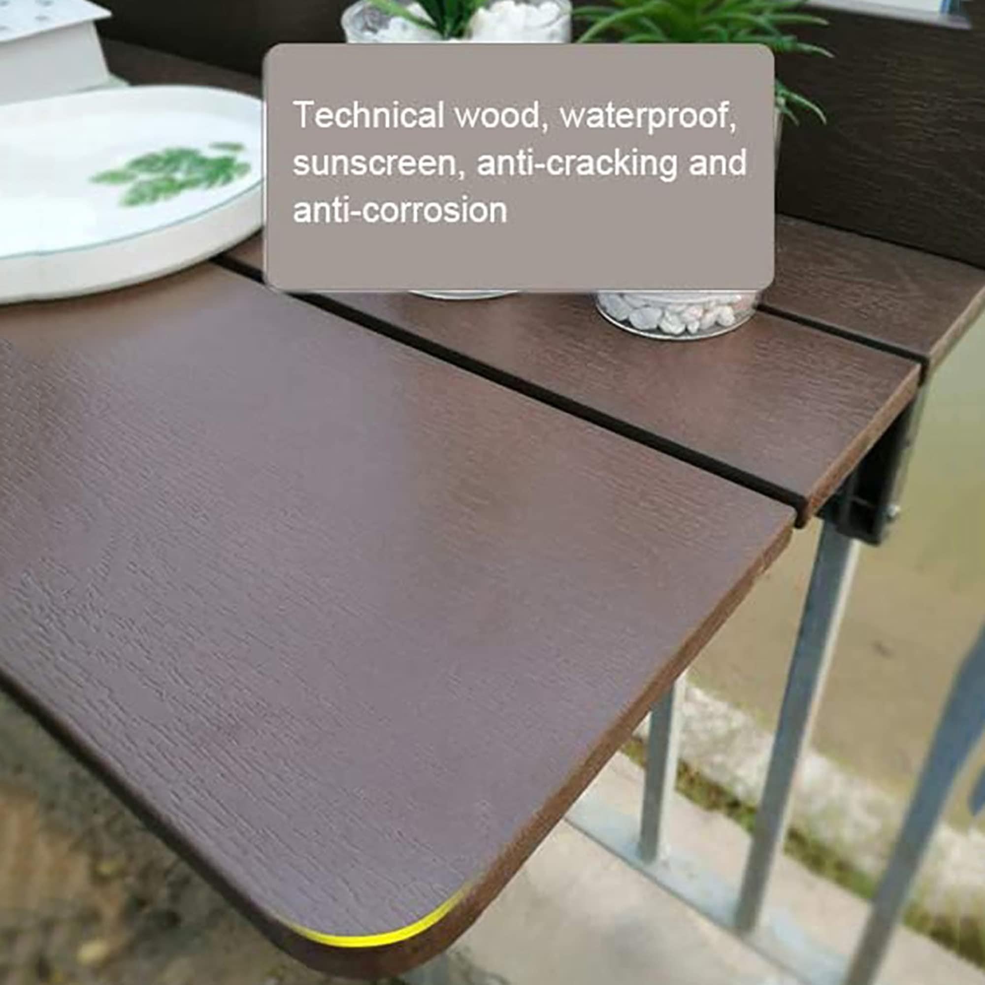 Table de bar de balcon pour balustrades,table de bar d'extérieur,bureau de balcon,bureau pliant créatif,hauteur réglable, bureau extensible de comptoir, pour patio,60 * 37cm/23.6 * 14.56inch