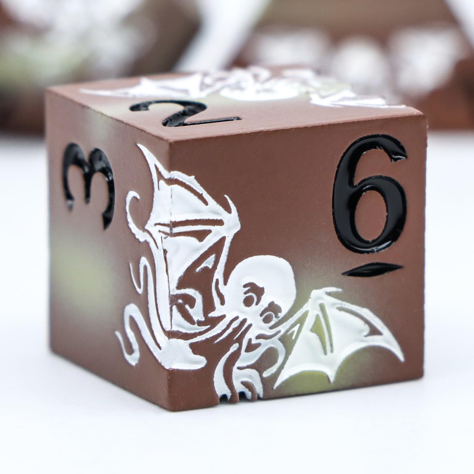 HNCCESG Metal Dice Set,Octopus Design,7-Piece RPG Dice,Brown