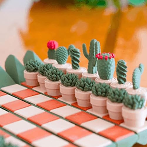 Miniatura 3 de Cactichess - Juego de ajedrez de cactus enrollable avanzado, tablero de ajedrez con temática de cactus, juego de ajedrez portátil impreso en 3D,