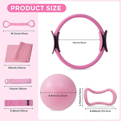 Miniatura 8 de Kit de pilates para el hogar, juego de equipo de pilates, mejor kit de yoga y pilates esenciales para mujeres con anillo de pilates mágico de 13 11