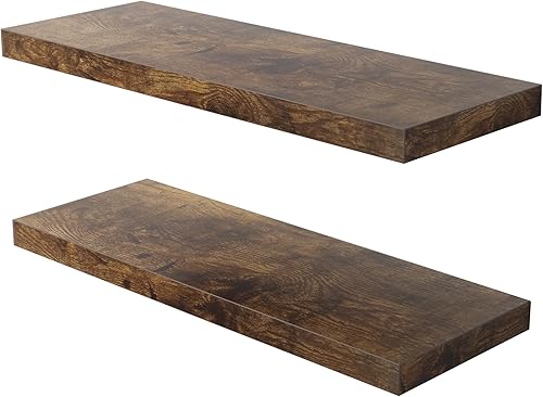 Miniatura 14 de Estante Flotante, Juego de 2 Estantes de Pared, 30 pulgadas de ancho x 12.75 pulgadas de profundidad x 2 pulgadas de alto, Estante Flotante de Pared
