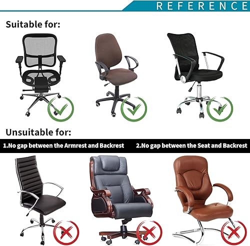 Miniatura 7 de Tatuo Funda de asiento para silla de oficina con reposabrazos y respaldo, funda elástica para silla de escritorio, protector universal giratorio