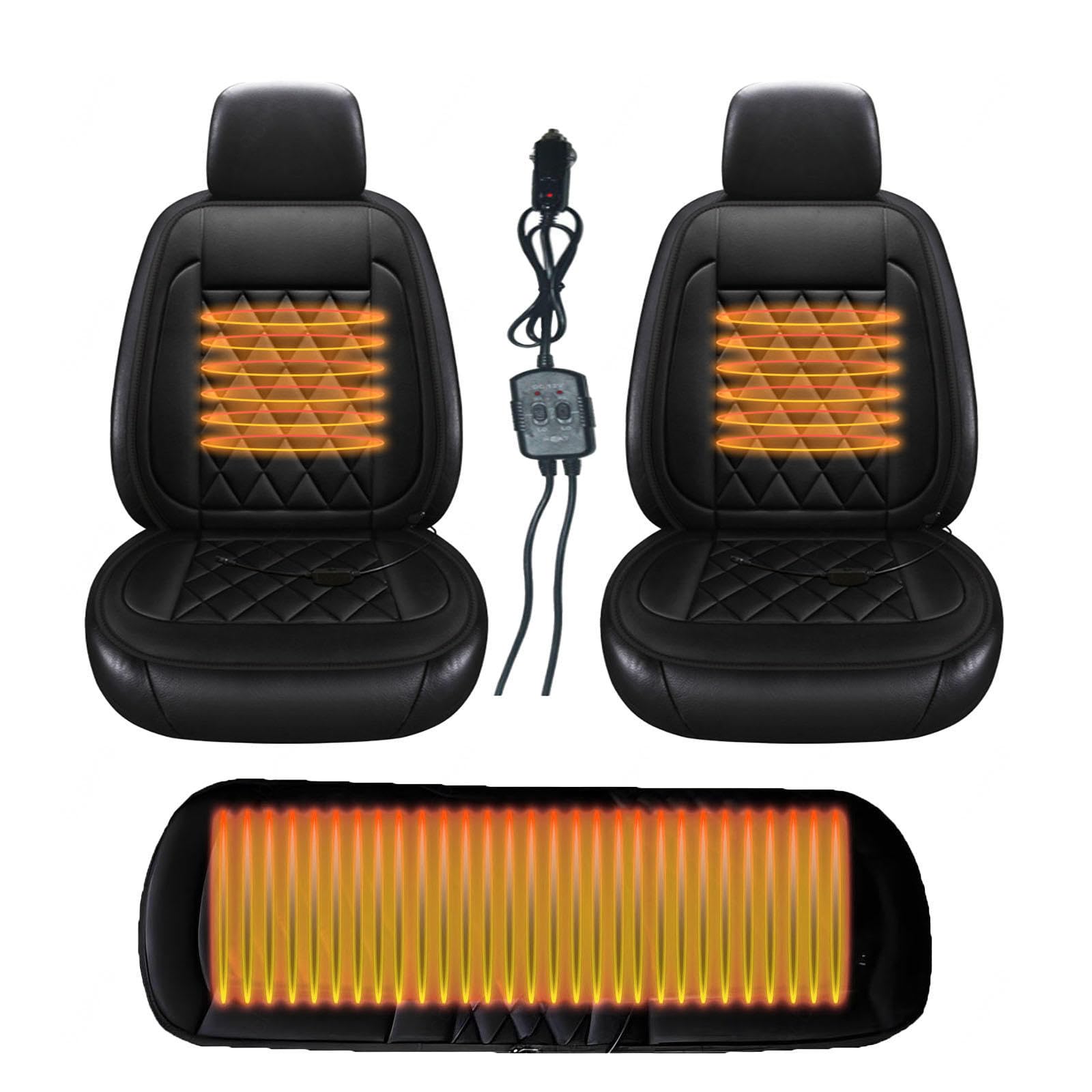 Regalo Ideal para Conductor Car Seat Cover Alfombrilla Térmica con Calefacción Rápida para Invierno,Black-threepiece
