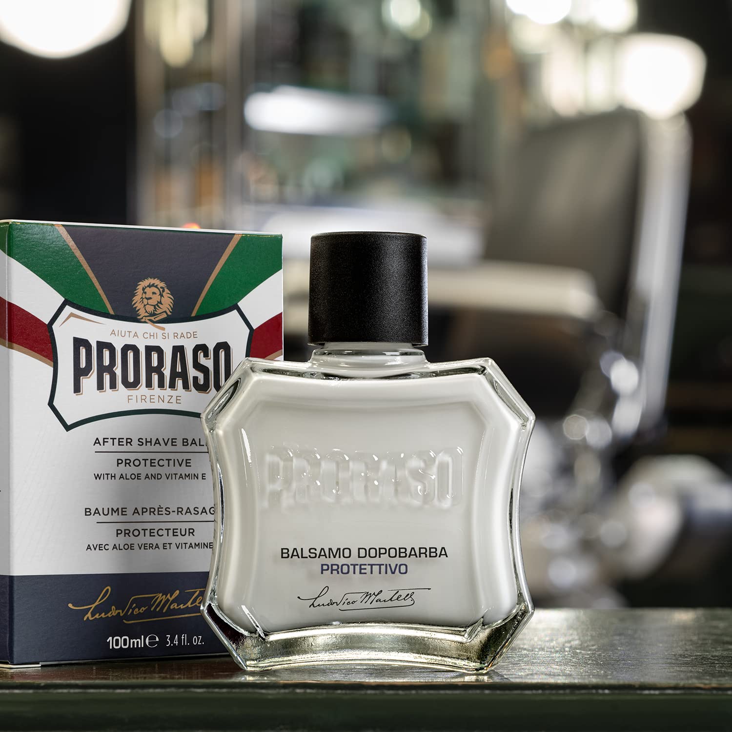 Proraso Balsamo Dopobarba Uomo Protettivo, 3 x 100ml, Dopobarba uomo con estratti di Aloe e Vitamina E, Effetto rivitalizzante, Senza alcol, Made in Italy