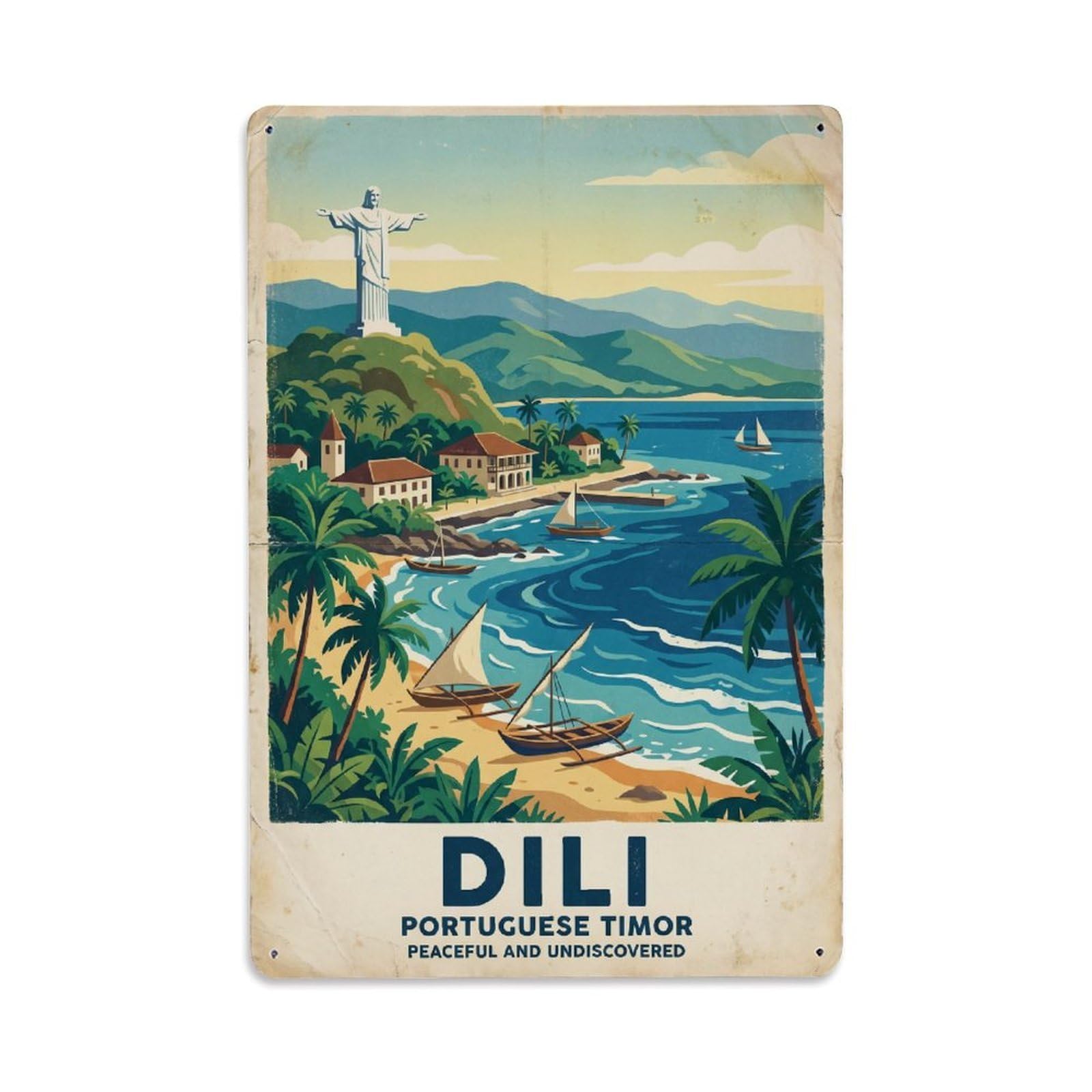 Gead 8X12inch Style Timor Leste Dili Vintage Travel Metal Tin Sign
