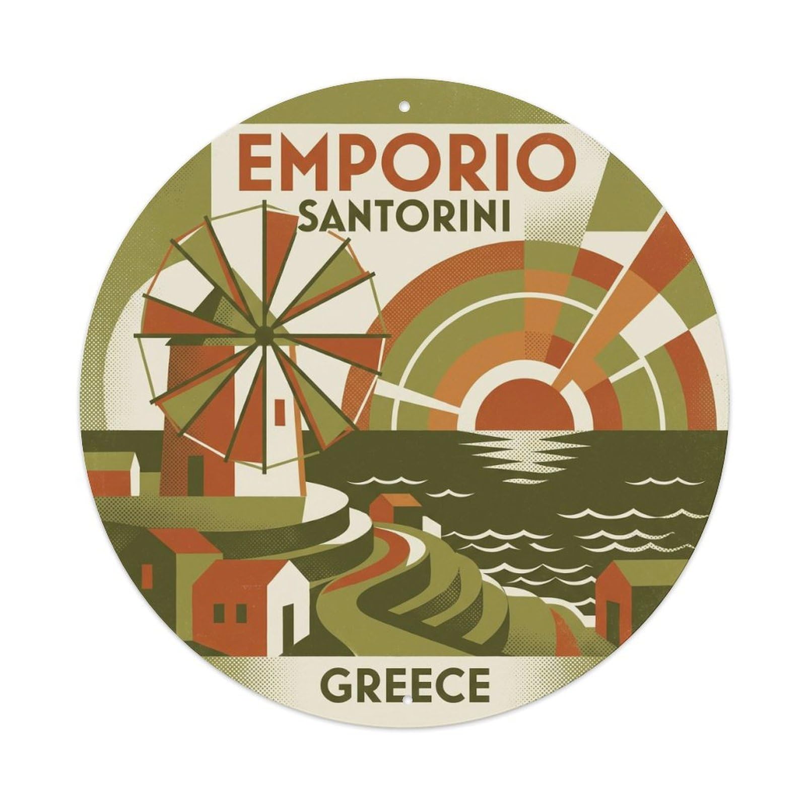 Windmill Emporio Santorini Greece Greek Island Metal Tin Sign