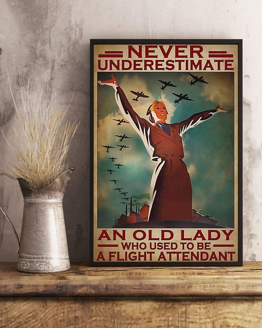 Bioprocess An Old Lady Who Used To Be A Flight Attendant Poster Classic Vin Wall Art Decor Metal Sign Poster 8X12 Inches