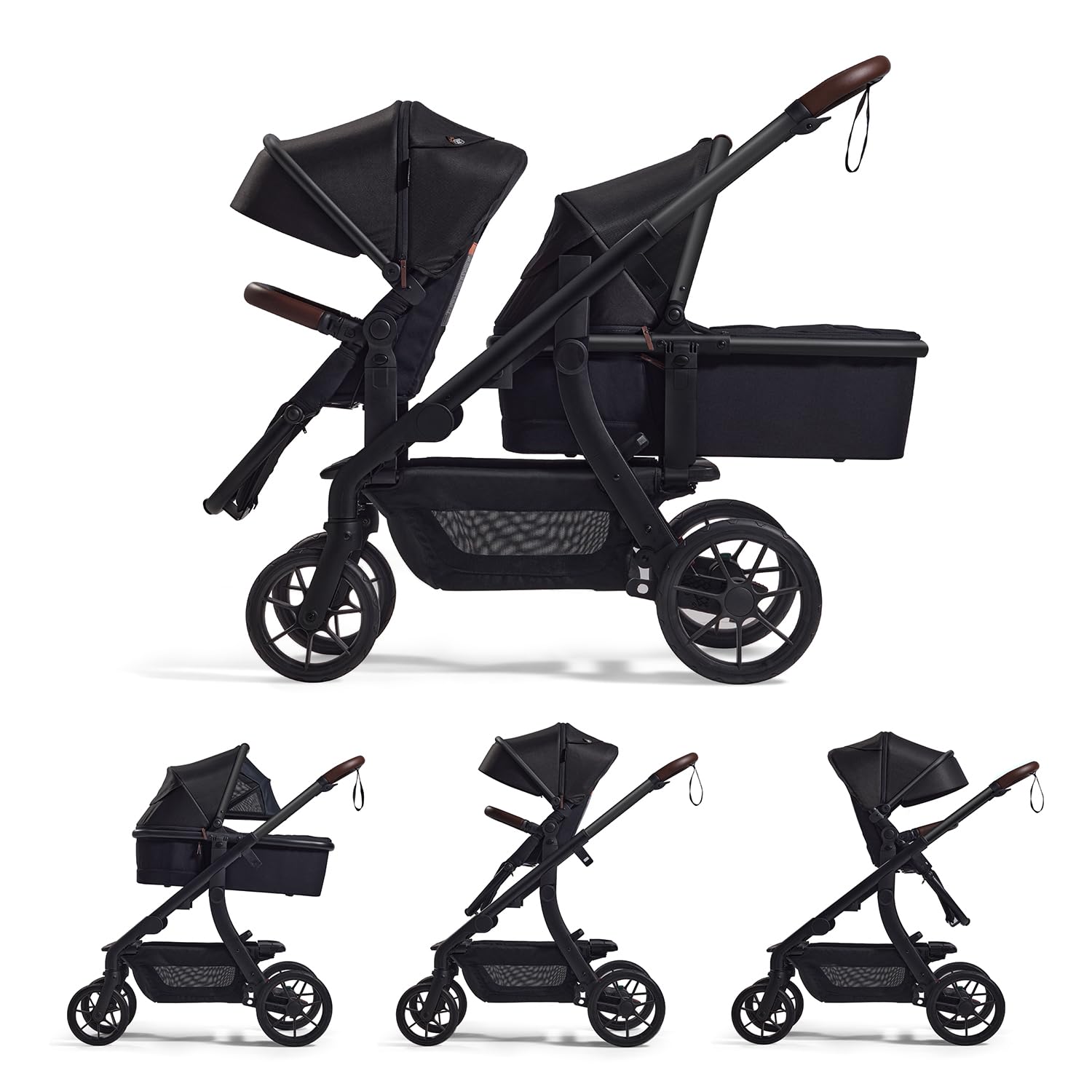 Momcozy ChangeGo Baby Stroller, Convertible Single-to-Double-to-Wagon Stroller with 23 Configurations, Bassinet, Seat Included, Large PU Wheels, All-Wheel Suspension & Extendable UPF50+ CanopyMomcozy ChangeGo Baby Stroller, Convertible Singl…