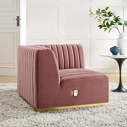 Miniatura 15 de Modway Conjure - Sofá seccional tapizado de terciopelo de alto rendimiento, con canal, silla sin brazos en negro y gris Negro-Gris,Negro