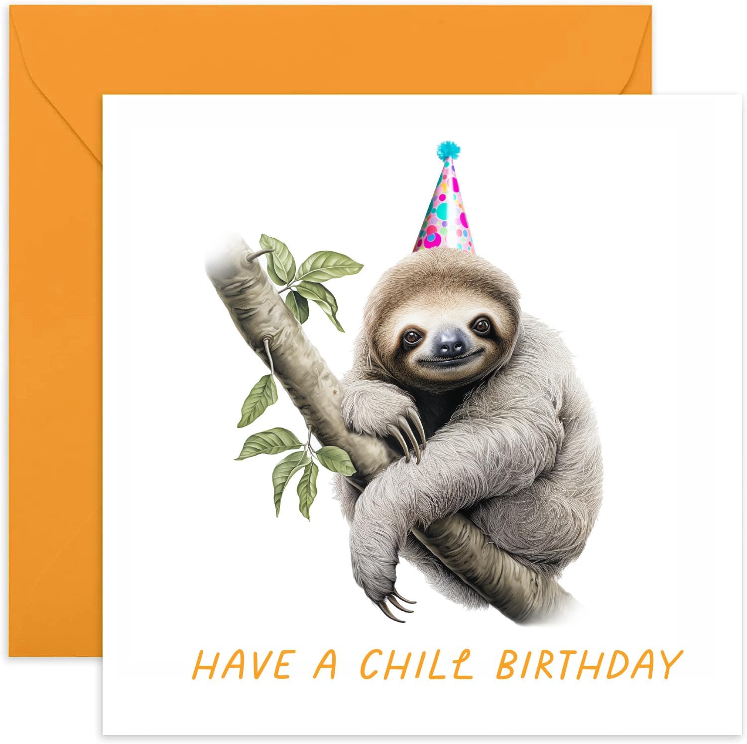 Old English Co. Funny Birthday Card for Him or Her - Chilled Sloth Birthday Card for Brother, Sister, Friend - Funny B'day Gift for Man or Woman |