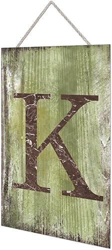 Vista 264 de Letrero colgante de madera con letra J, letrero de madera para decoración del hogar, 26 letras del alfabeto de metal, placa de madera, decoración