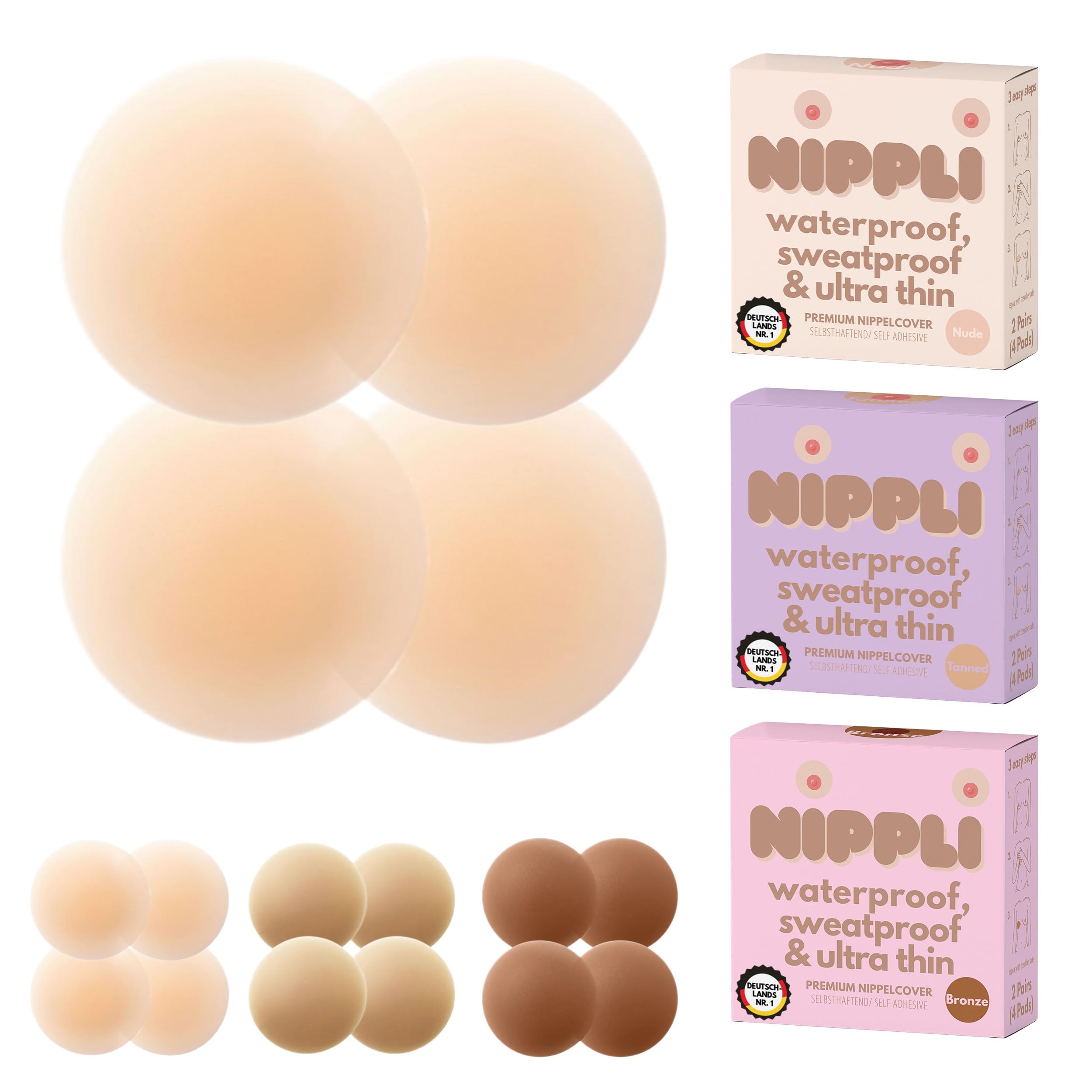 Nippli Premium Nippelcover – Nippelpads Waschbar & Wiederverwendbar – Nippelcover ultradünn aus Silikon [8cm] – Selbstklebende Nippel Cover