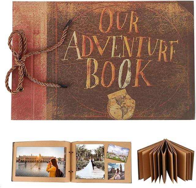 Dandelionsky Our Adventure Book Scrapbook Album Pixar Up Handmade DIY Family Scrapbook Retro Wedding Guest Book Photo Scrapbook for Anniversary Wedding Birthday Thanksgiving Vacation Memories