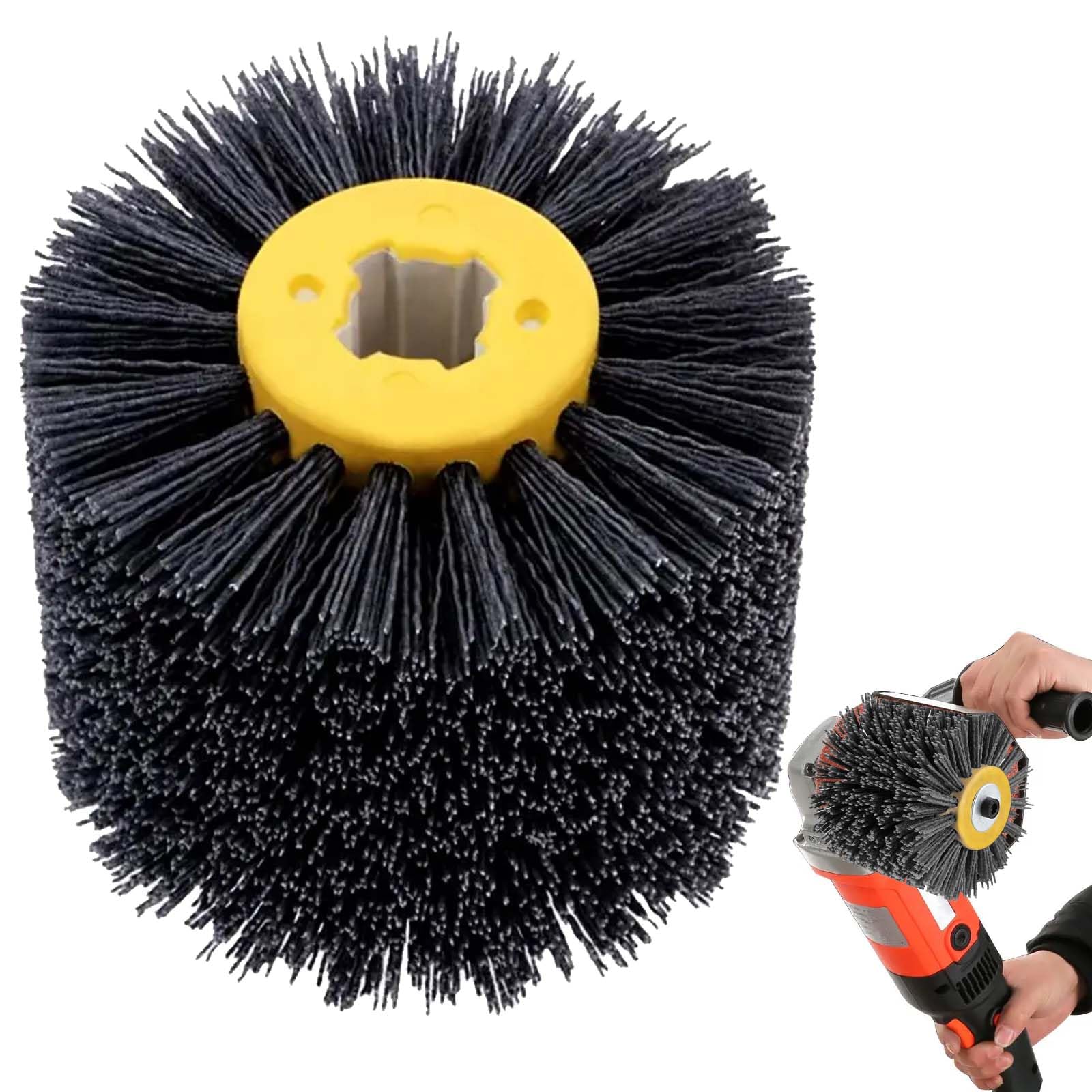 Brosse Nylon Abrasifs 80 Grain: 120x100mm Brosse de polissage, Brosse de Meulage pour Nettoyer/Dérouiller/Dégriser/ébavurer Compatible avec Rénovateur Exterieur (Gris)
