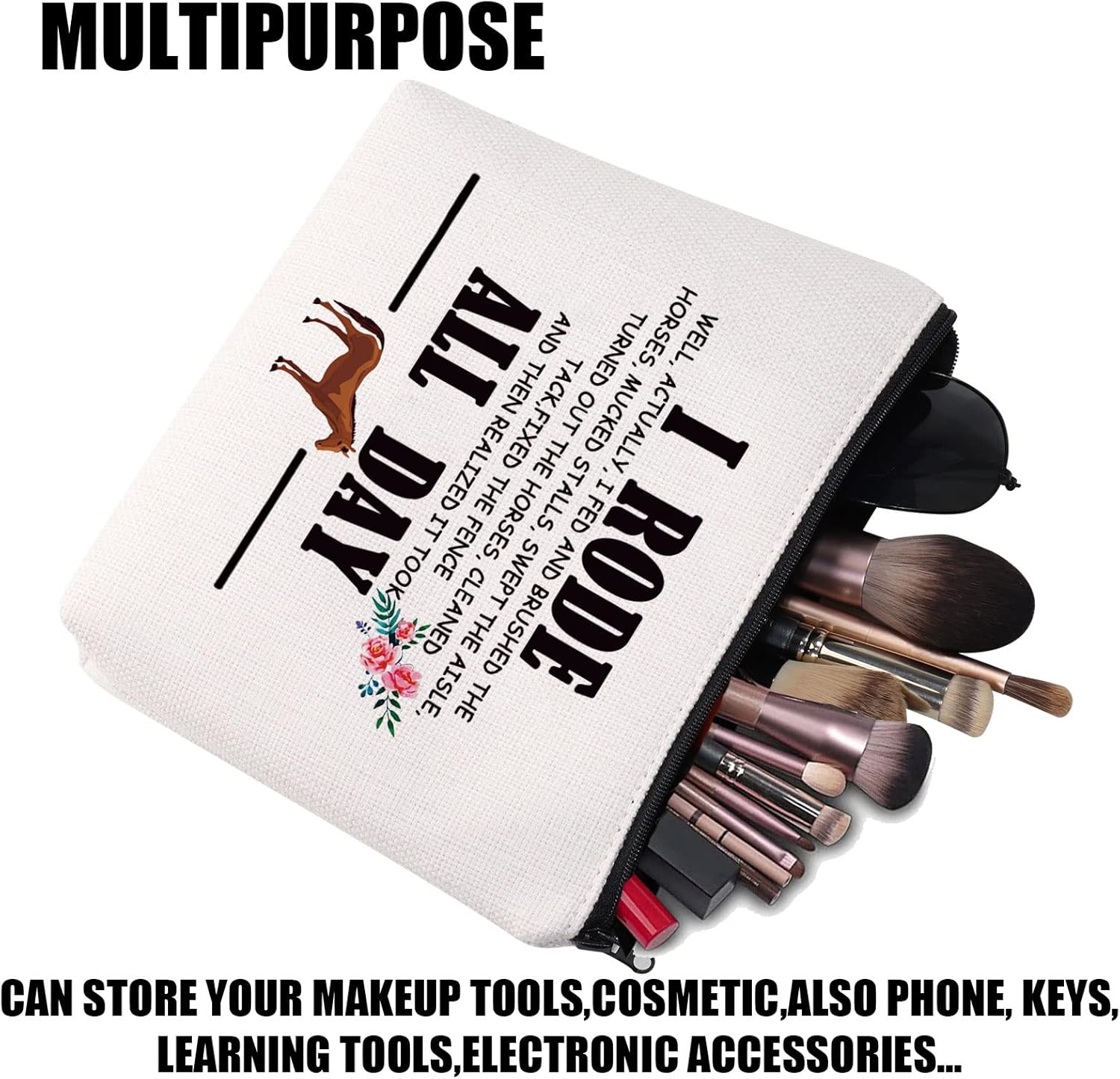 Horse Gifts for Girls Women Horse Makeup Bag I Rode All Day Horse
