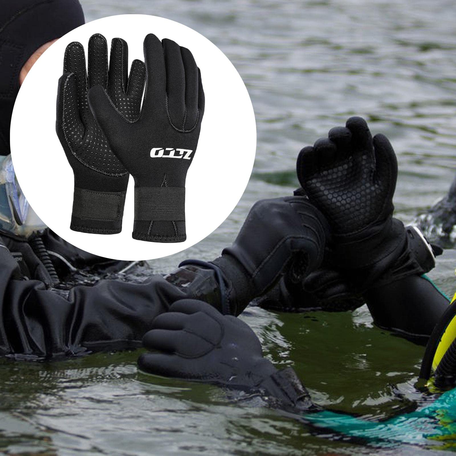 Guantes de Trabajo, Traje de Neopreno no resbalada Cinco Dedos muñeca elástica Desgaste Tibio Agua Resistente for Pescar Surf de natación de esquí de esquí (Size : XXL)