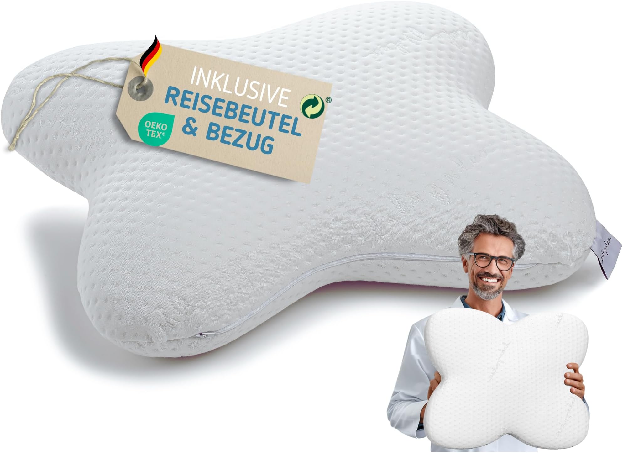 KoKoTex Comfort Nackenkissen Seitenschläfer Kopfkissen Nackenschmerzen Memory Foam Pillow