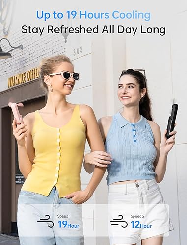 Miniatura 3 de JISULIFE Mini ventilador de mano, 3 en 1 USB recargable portátil 12-19 horas de trabajo con cargador de batería, linterna, diseño de bolsillo para