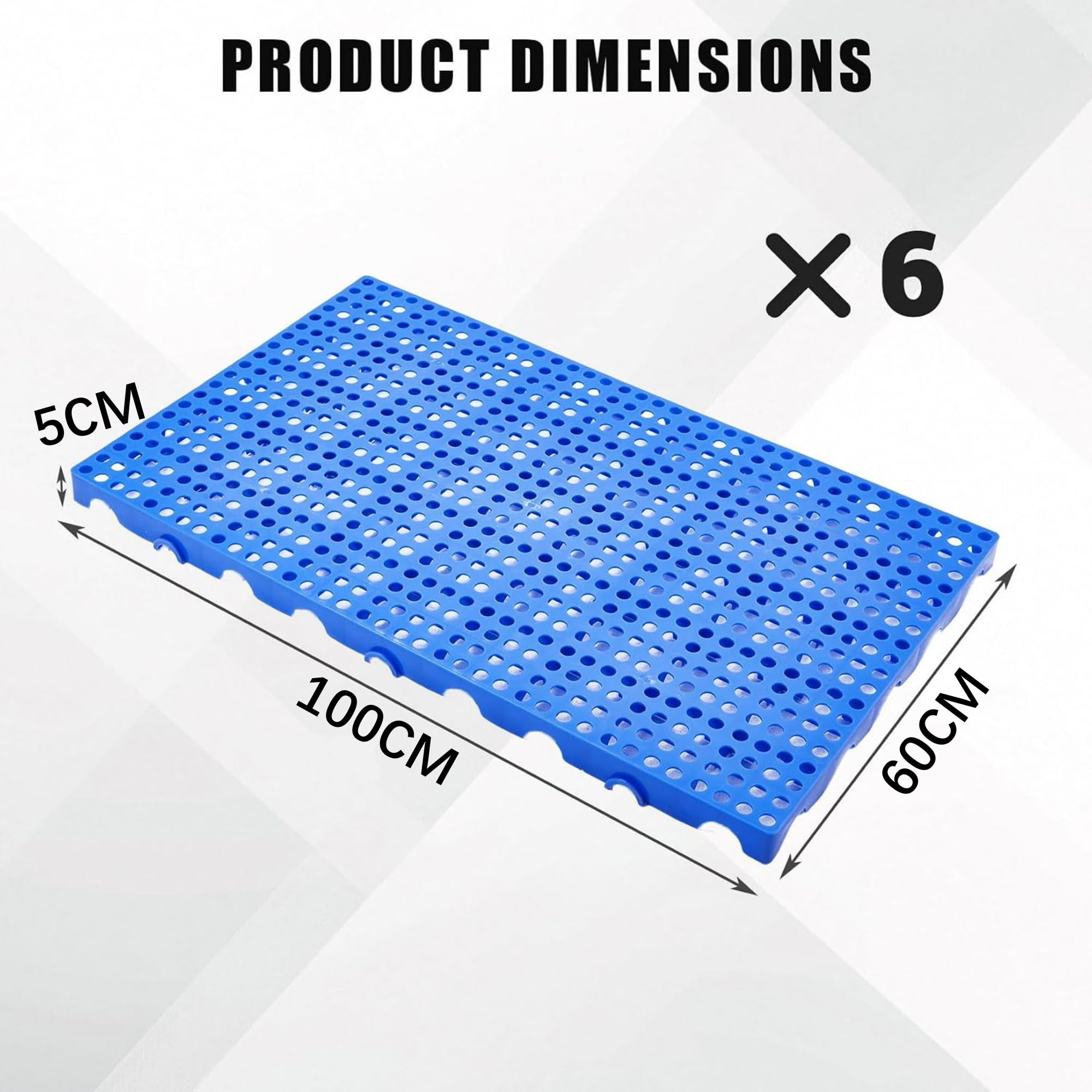 Garvee 6X Palette Plastique Industrielle, 100x60x5cm, Polypropylène Bleu | Robuste, Empilable, emboîtable, surface antidérapante facile à nettoyer, Idéale pour stockage, expédition, entrepôt, garage