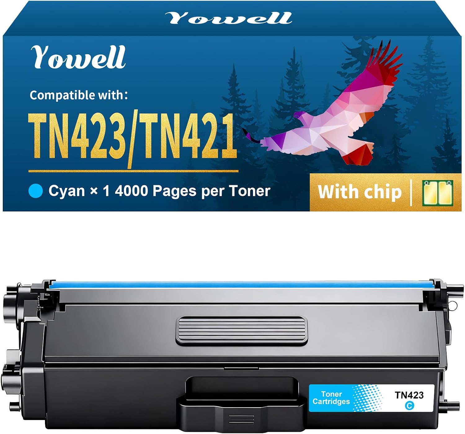 Yowell TN423 Toner Cyan MFC-L8690CDW Compatible with Brother TN-423 TN-421 for Brother MFC-L8690CDW Toner for HL-L8260CDW DCP-L8410CDW HL-L8360CDW MFC-L8900CDW 8690CDW 8260CDW - TN422 3 cycy