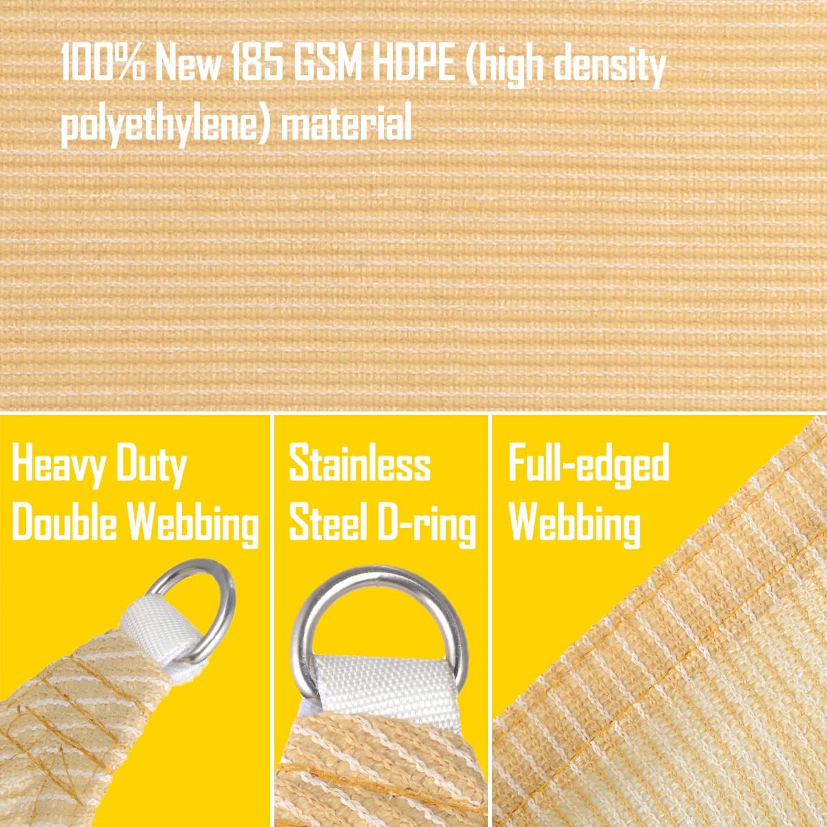 6' x 8' Sun Shade Sail Canopy Awning Permeable Fabric Pergola Cover, for Outdoor Patio Lawn Garden Backyard Carport, Beige : Patio, Lawn & Garden