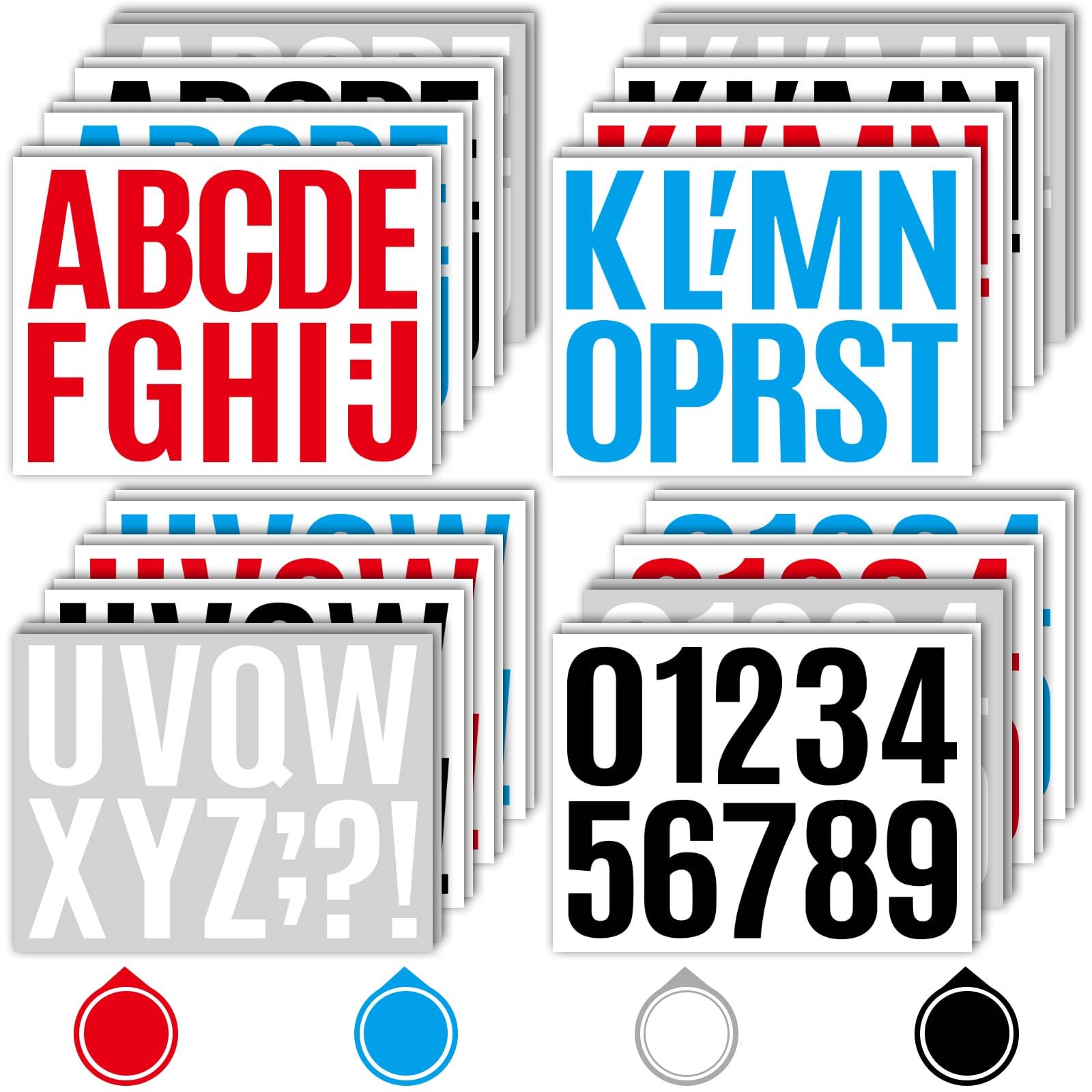 Autocollants en vinyle avec lettres de l'alphabet et chiffres Seloom multicolores 10,2 cm