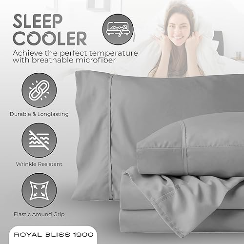 Miniatura 3 de Royal Bliss - Juego de sábanas de algodón egipcio 1900 y bambú de calidad con 1 sábana bajera, parte superior dividida de 36 pulgadas, 1 sábana