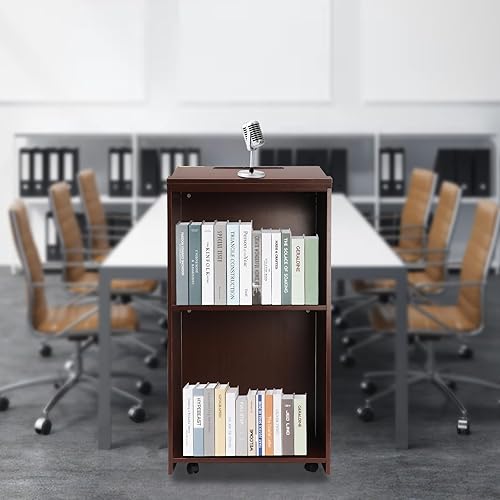 Miniatura 6 de GDNTMU Soporte para podio, soporte de podio portátil para anfitriona, escritorio de recepción con estante ajustable, púlpitos para iglesias, podio