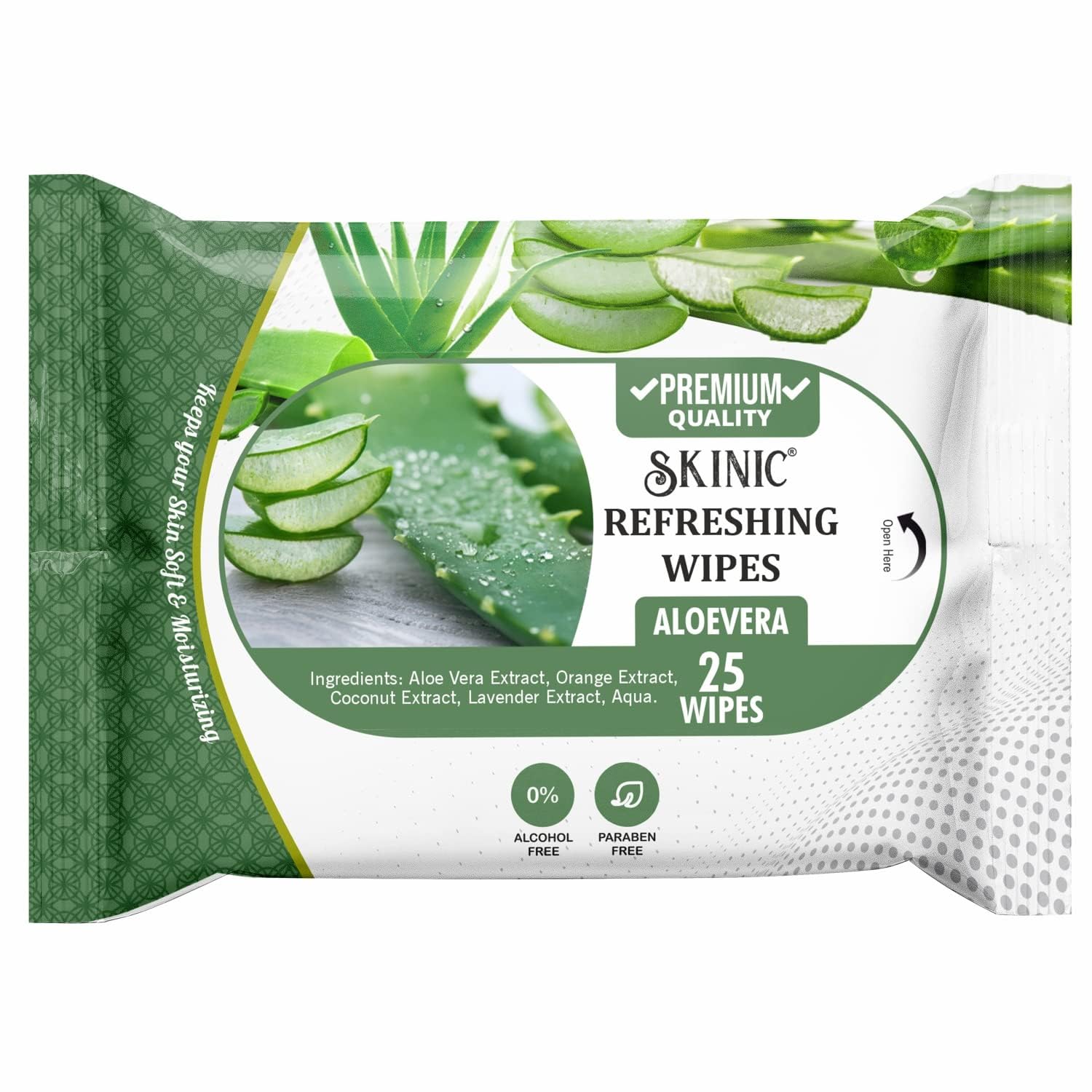 Herbal Refreshing Face Wipes with Aloevera | Alcohol Free | Chemical Free All Skin Type (25 Pulls-PACK OF 1)