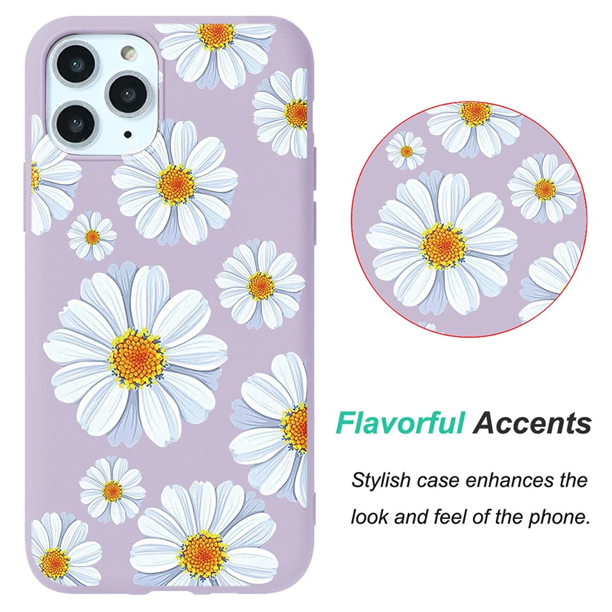 Yoedge 2 pezzi Cover per Apple iPhone 14 6,1 - Custodia Fiori per Telefono con Margherite Aesthetic Simpatica Disegni, Custodie per Cellulare in Silicone per iPhone 14 Case per Ragazza Donne