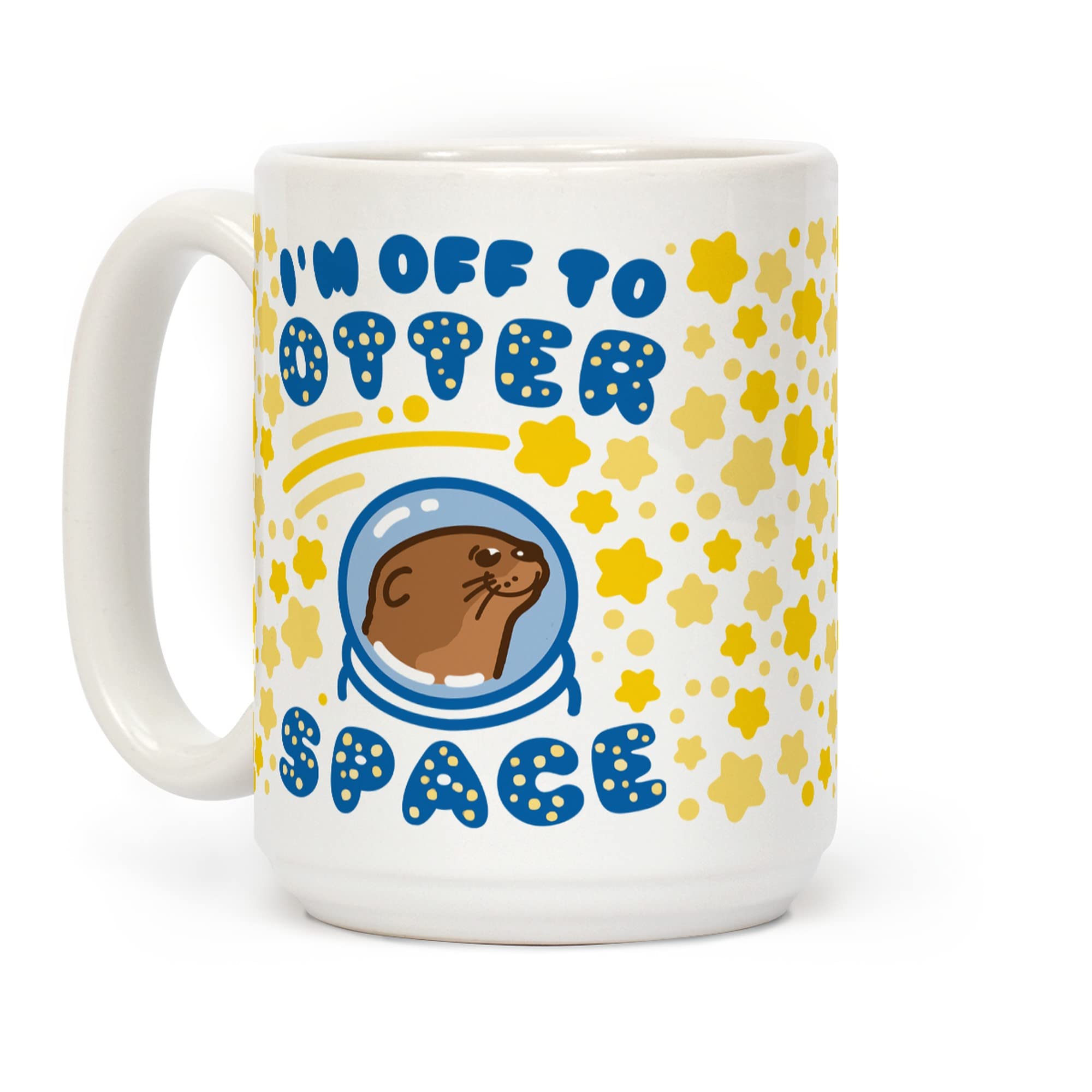 LookHUMAN Tazza In Ceramica 'I'm Off To Otter Space' – 425 Ml, Bianca, Idea Regalo Spaziale
