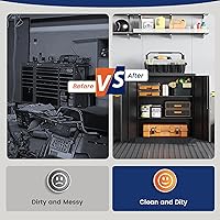 Vista 8 de Yizosh Armario de almacenamiento de metal para garaje con 2 puertas y 2 estantes ajustables - Gabinete contador de archivos de acero con cerradura