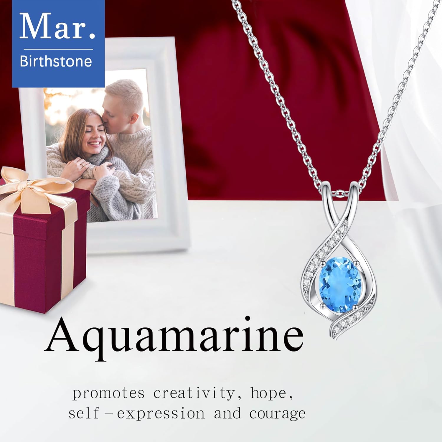 SMILEST Gifts for Her - 925 Sterling Silver Oval Sparkle Birthstone Necklace, Infinity Pendant Necklace Anniversary Birthday Gifts for Women Wife Girlfriend Mom Birthstone Necklace