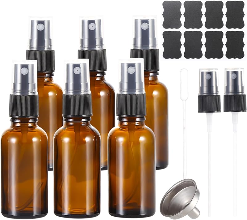Frascos spray de vidro âmbar ALIFEIA 30 mL com névoa fina, Pacote com 6