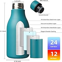 Vista 143 de BJPKPK Botellas de agua aisladas, botella de agua de metal de acero inoxidable de 18 onzas con correa, termo a prueba de fugas sin BPA, tazas