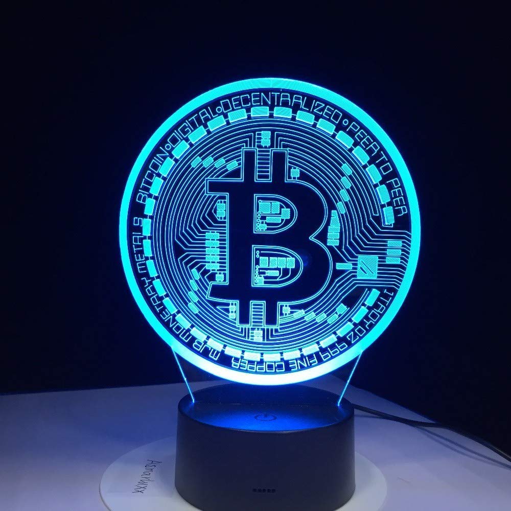 3D Light Bitcoin Sign Ball Optical Illusion Table Light Mood Lamp 7 colors 16 colors Home Light Party Decor Holiday Gifts,Touch (Color : Touch+Remote)