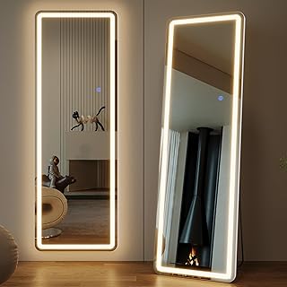 Comprar Espejo de pie de Cuerpo Completo con iluminación, 160 x 50 cm LED Espejo Grande, Espejo de Pared Grande, Espejo de Cuerpo Completo con Soporte, Espejo de pie para Dormitorio, salón, Pasillo